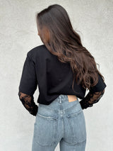 T-shirt maniche pizzo NERA - VICOLO