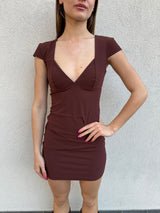 Abito scollo V CIOCCOLATO - PATRIZIA PEPE