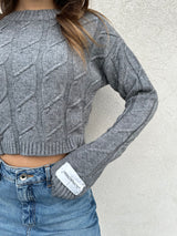 Maglioncino crop trecce GRIGIO - HINNOMINATE