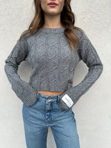 Maglioncino crop trecce GRIGIO - HINNOMINATE