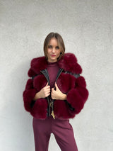 Ecopelliccia cappuccio BORDEAUX - YES LONDON