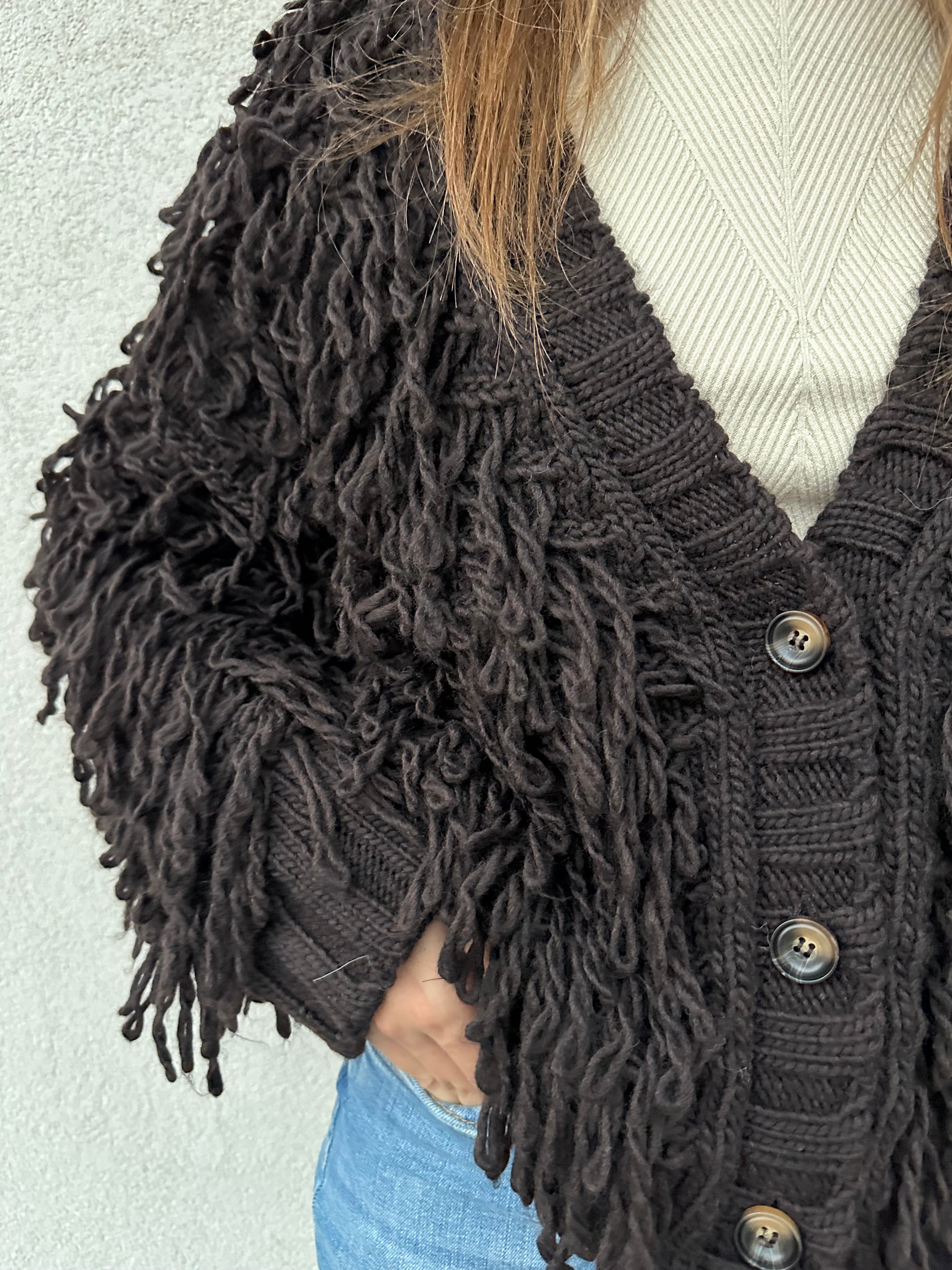 Cardigan sfrangiato MORO - VICOLO