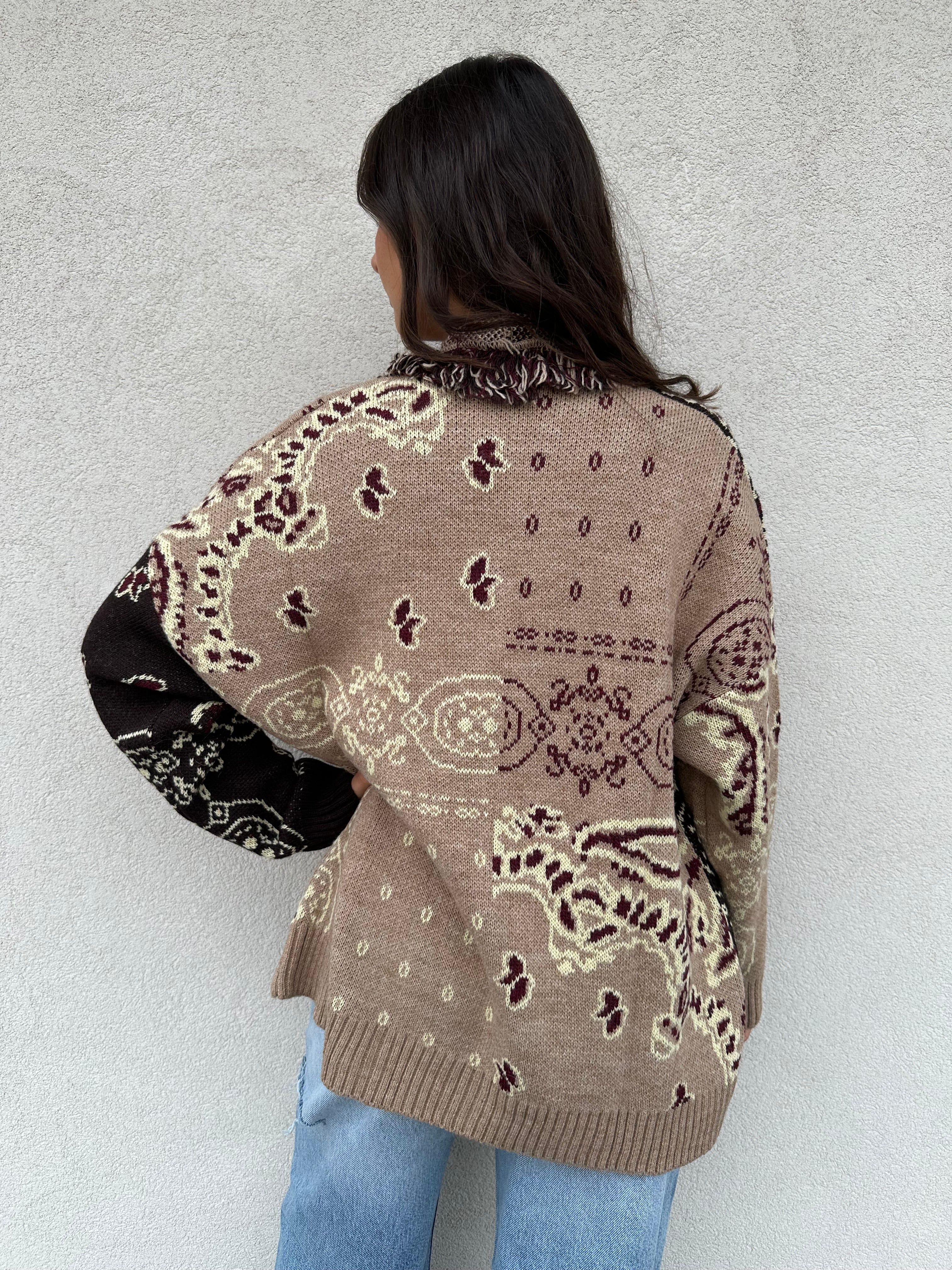 Cardigan bandana CARAMEL/MORO - KONTATTO