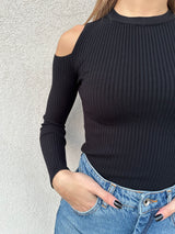 Maglia spalla scoperta NERA - VICOLO