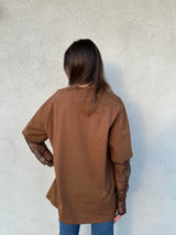 T-shirt maniche pizzo TABACCO - VICOLO