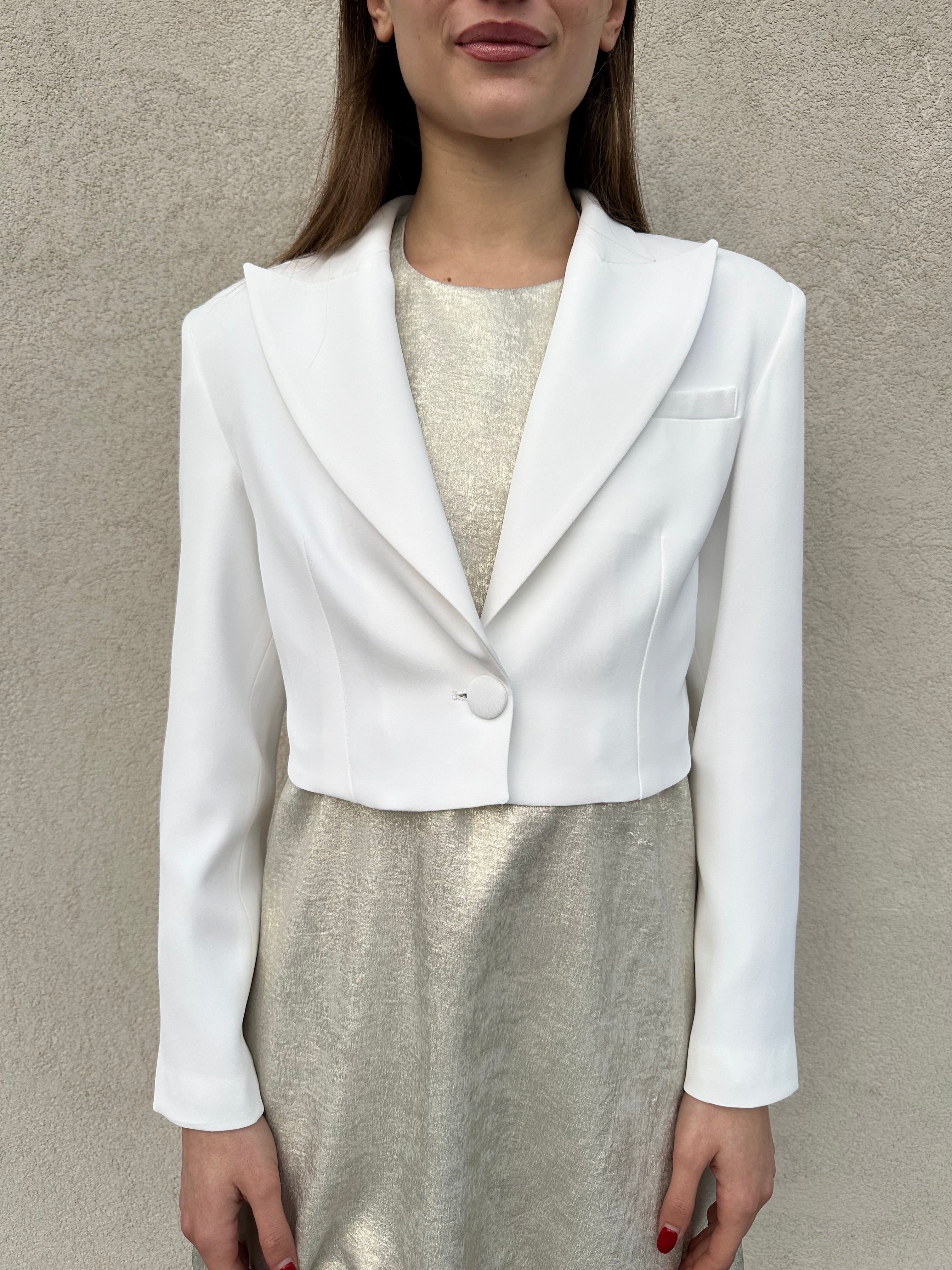Giacchino crop BIANCO - SILENCE LIMITED