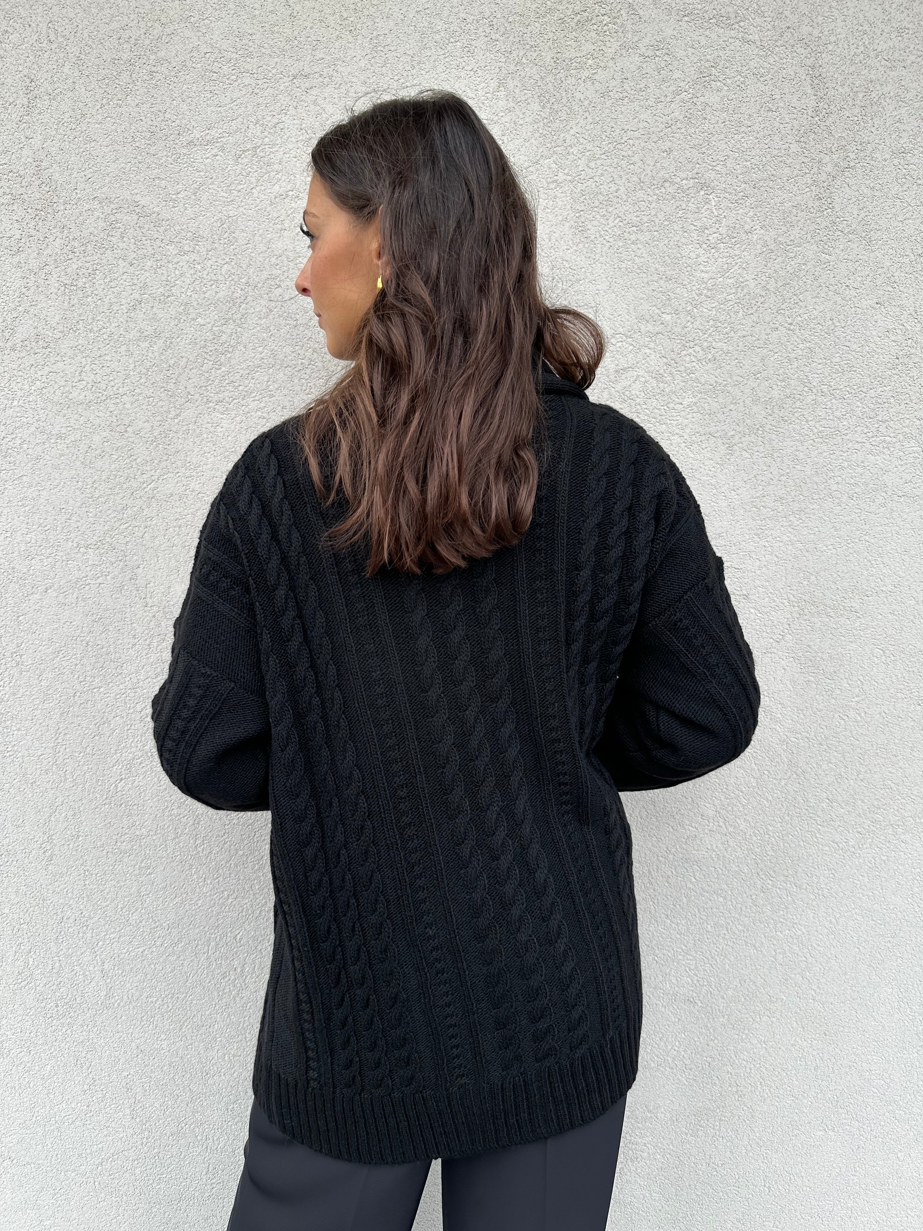 Cardigan trecce NERO - KONTATTO