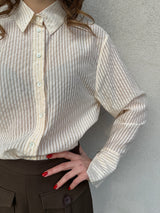 Camicia rigata strass BURRO - PATRIZIA PEPE