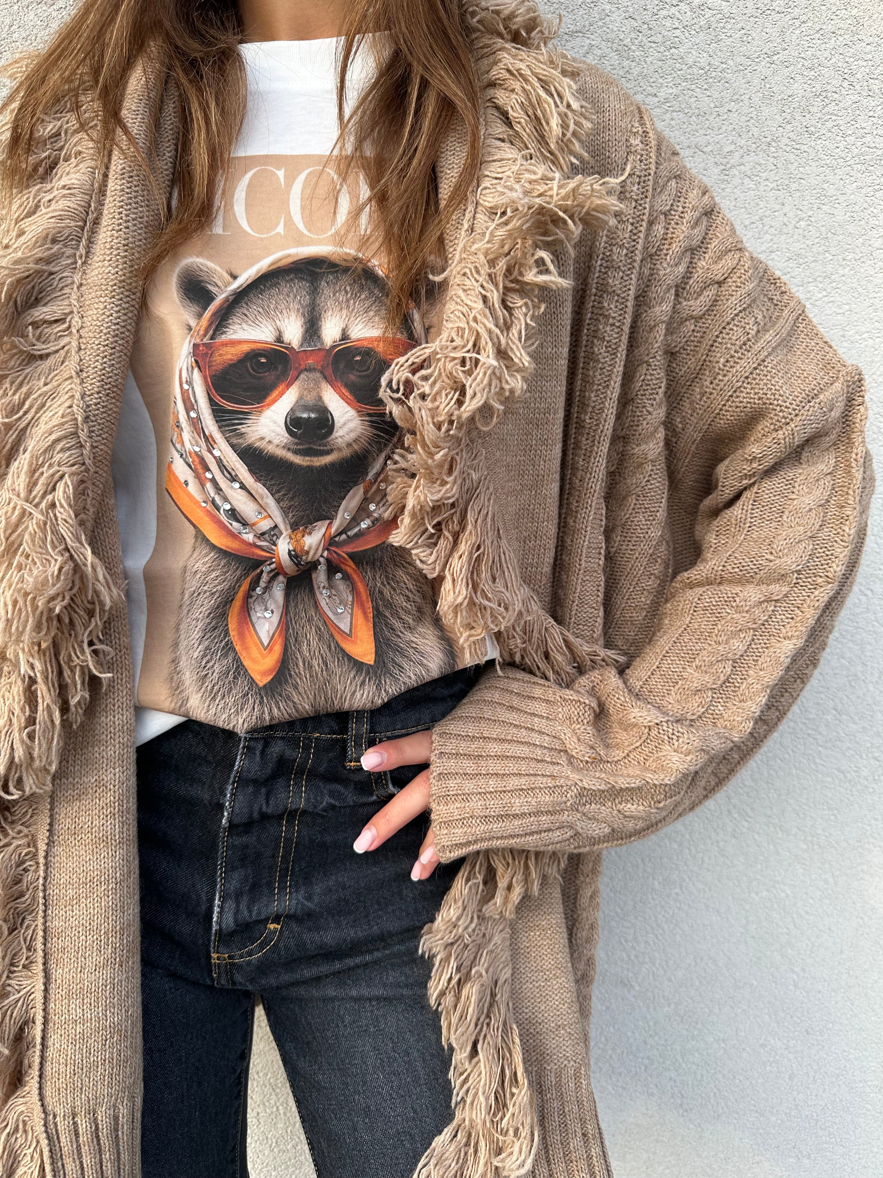 Cardigan trecce CARAMEL - KONTATTO