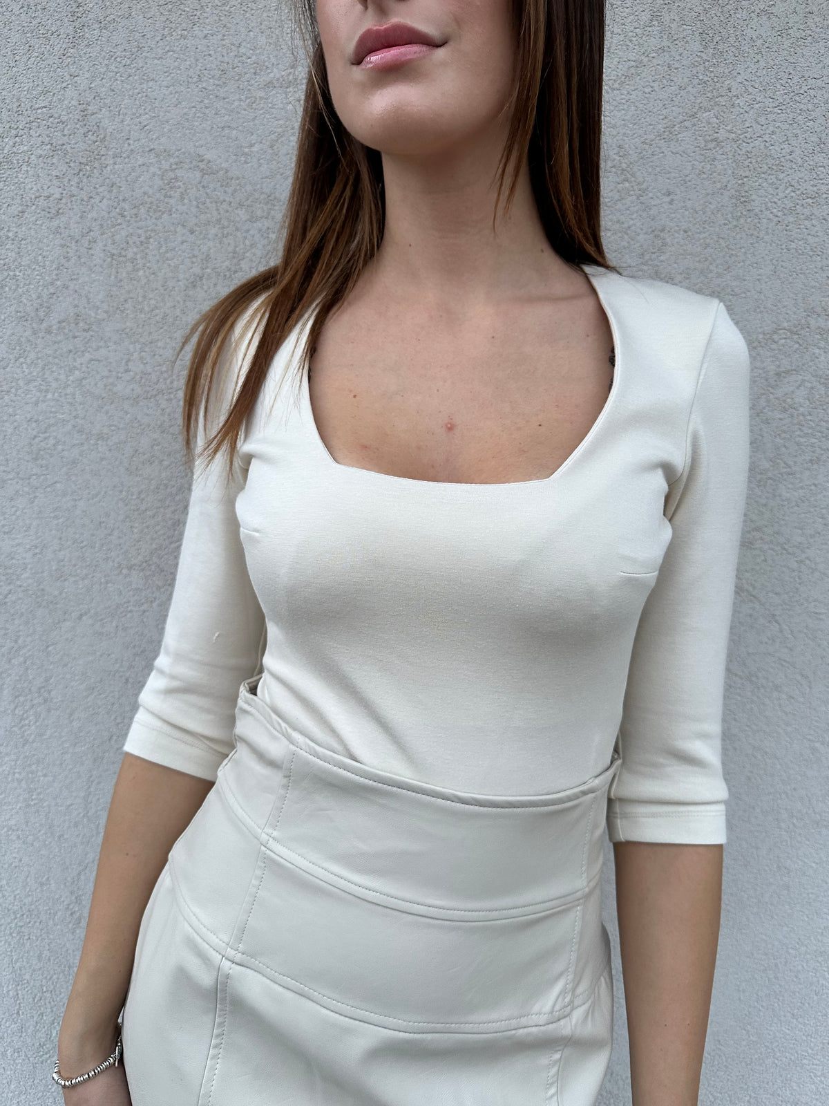 Body scollo squadrato PANNA - SILENCE LIMITED