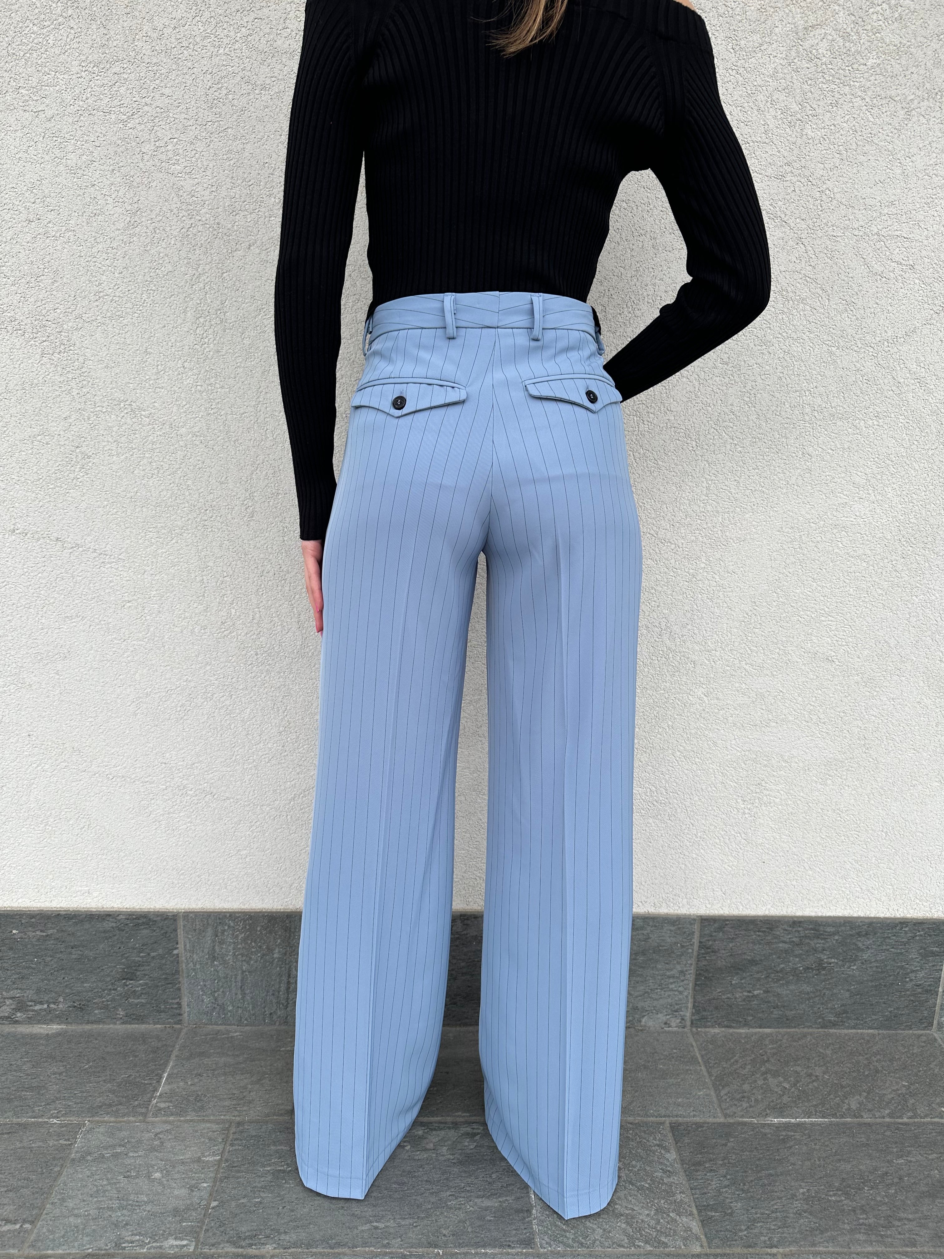 Pantalone gessato azzurro - VICOLO