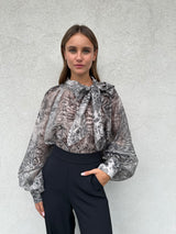 Camicia fiocco GRIGIO ANIMALIER - VICOLO