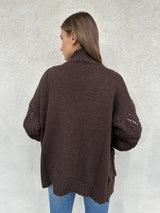 Cardigan traforato CIOCCOLATO - VICOLO