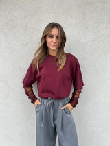 T-shirt maniche pizzo BORDEAUX - VICOLO