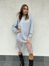 Abito con pizzo GRIGIO - VICOLO