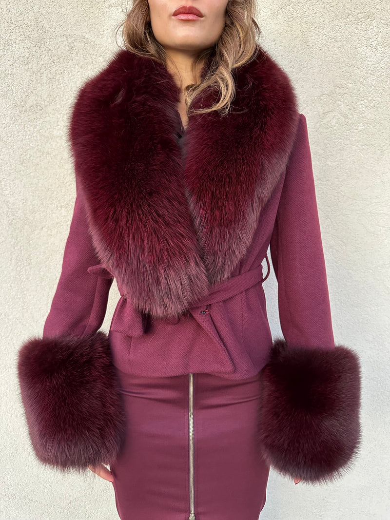 Cappotto con pelo BORDEAUX - YES LONDON