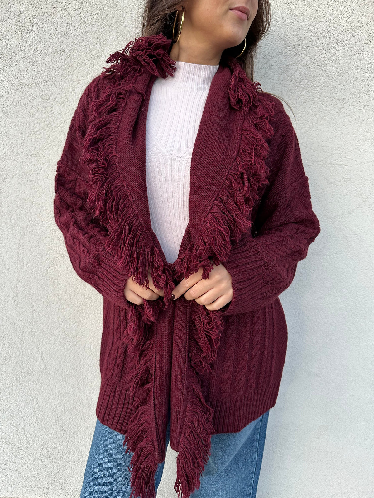 Cardigan trecce BORDEAUX - KONTATTO