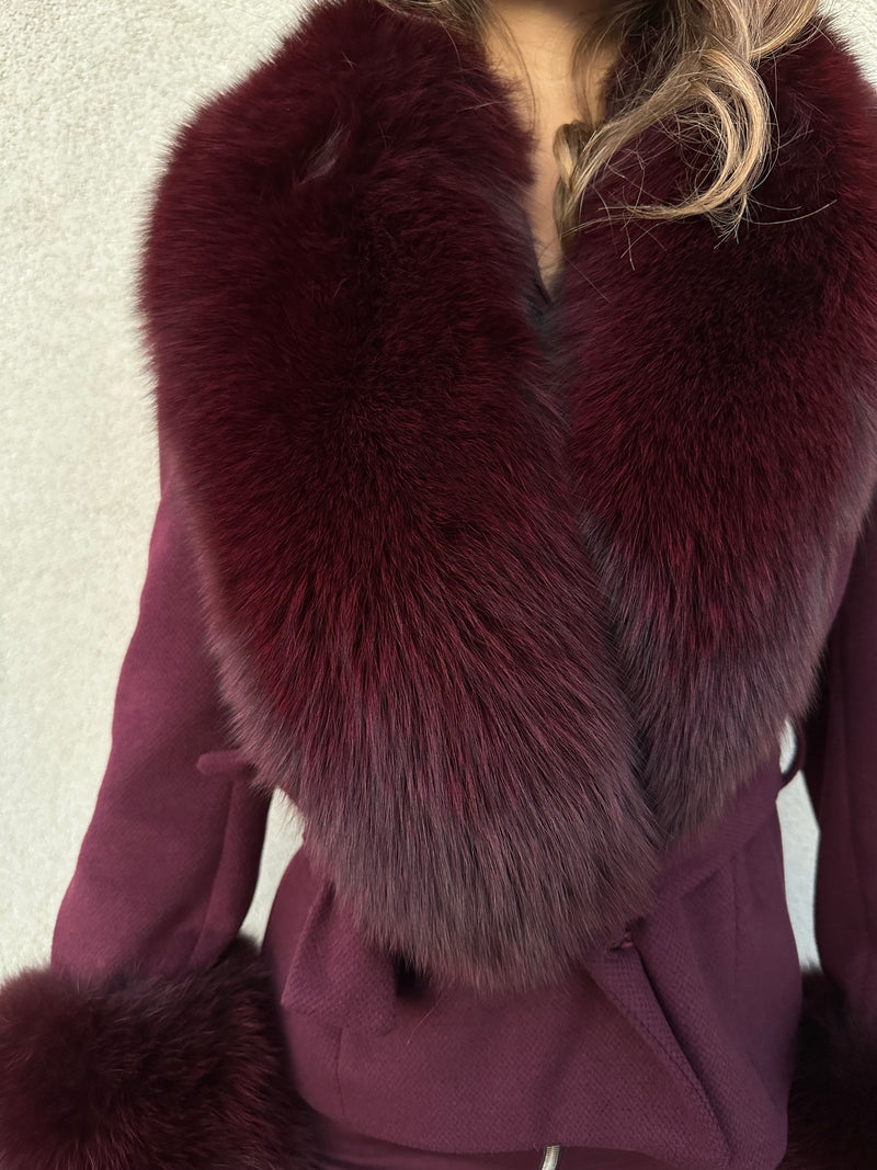 Cappotto con pelo BORDEAUX - YES LONDON