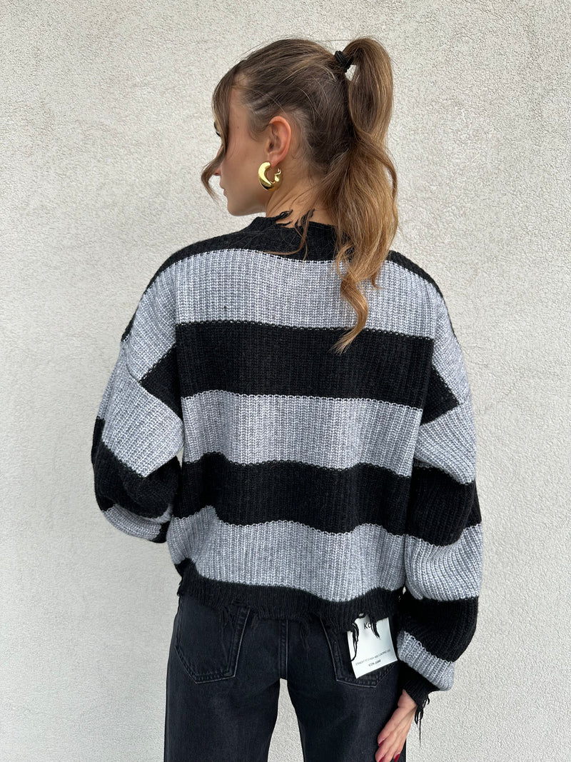 Maglione rotture NERO/GRIGIO - VICOLO