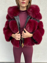 Ecopelliccia cappuccio BORDEAUX - YES LONDON