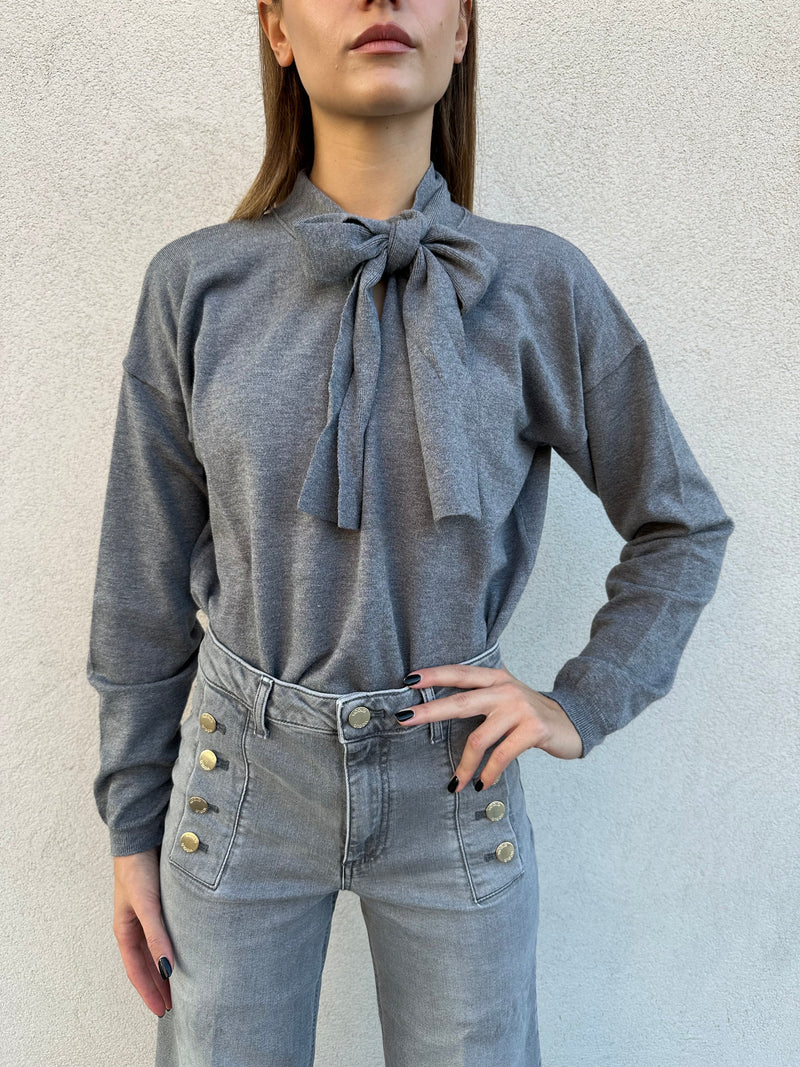 Maglia scollo fiocco GRIGIA - VICOLO