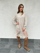Abito con pizzo BEIGE - VICOLO