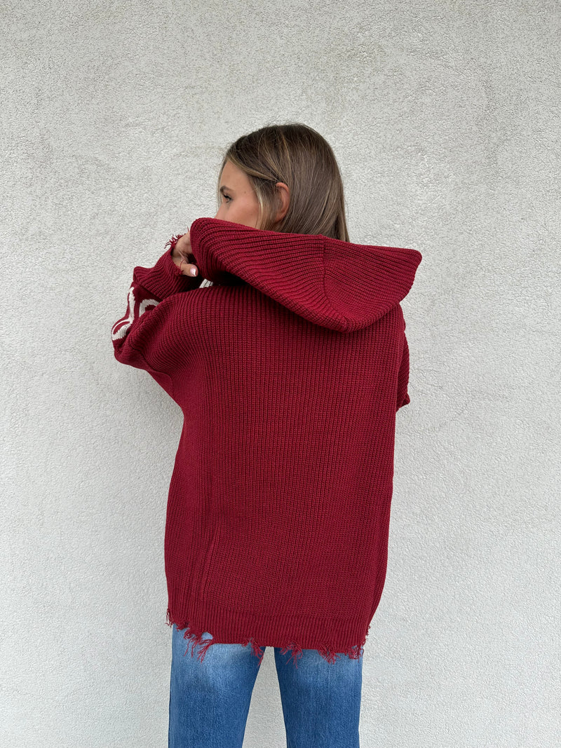 Maglione cappuccio RUBINO - VICOLO