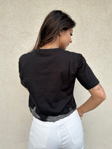 T-shirt crop pizzo NERA - PATRIZIA PEPE