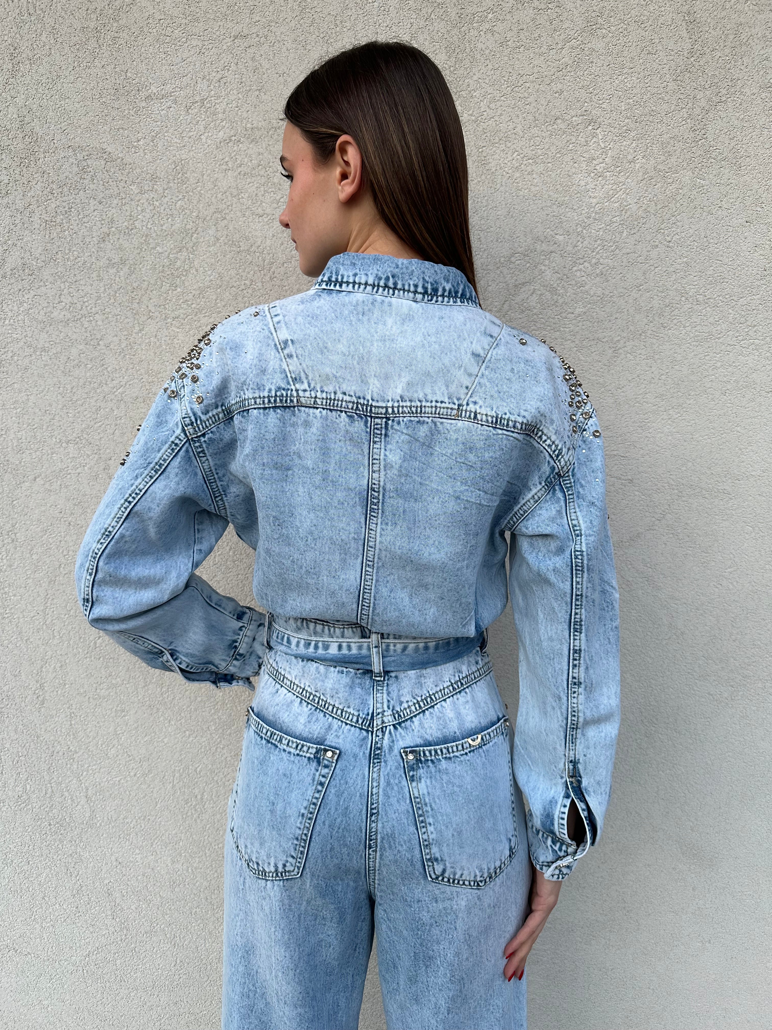 Tuta denim strass