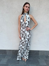 Abito lungo FIORI bianco/nero - MAR DE MARGARITAS