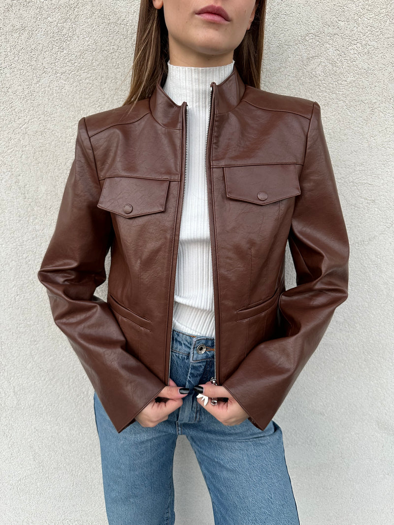 Giubbino ecopelle COGNAC - PATRIZIA PEPE