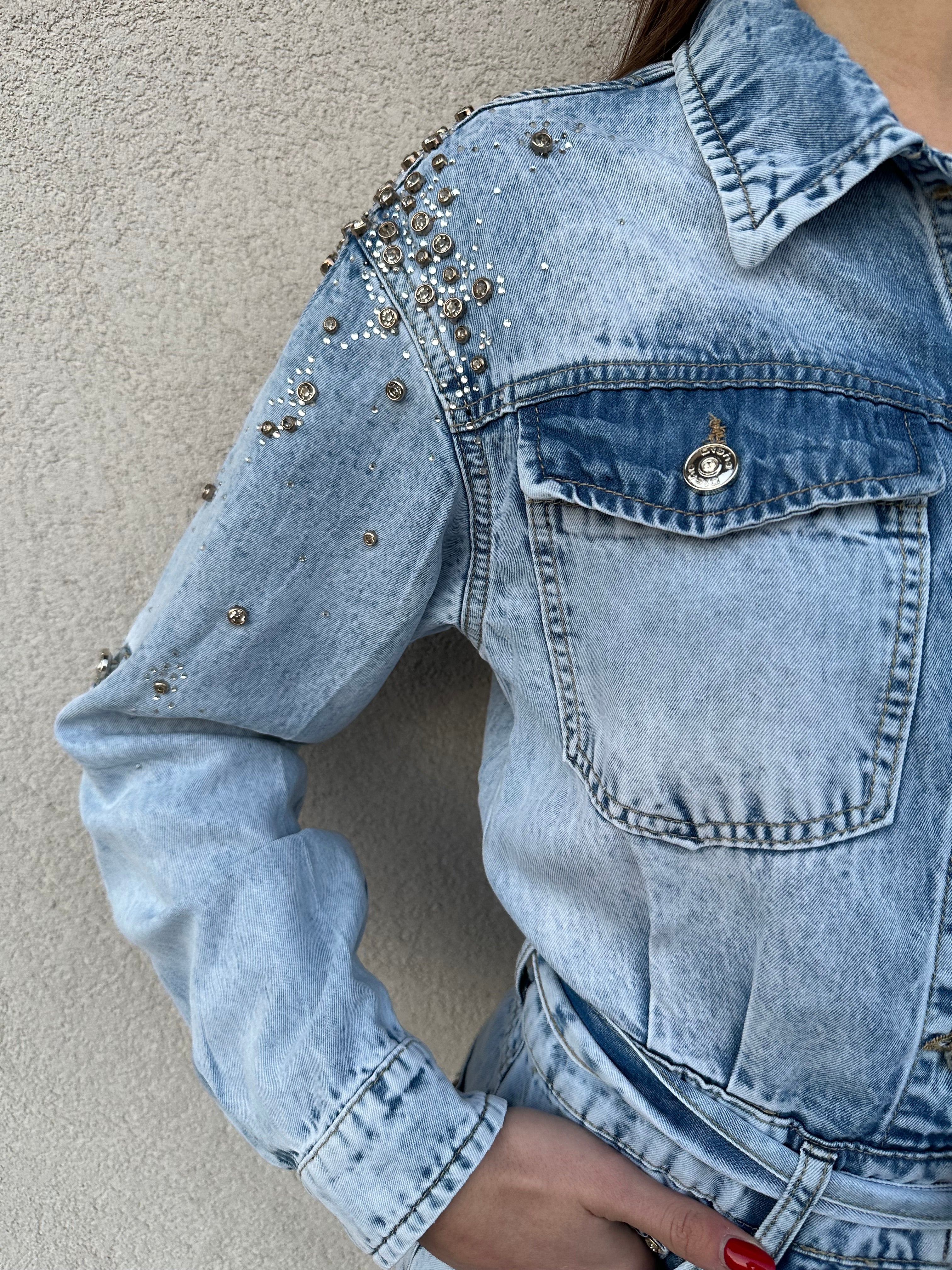 Tuta denim strass