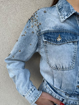 Tuta denim strass