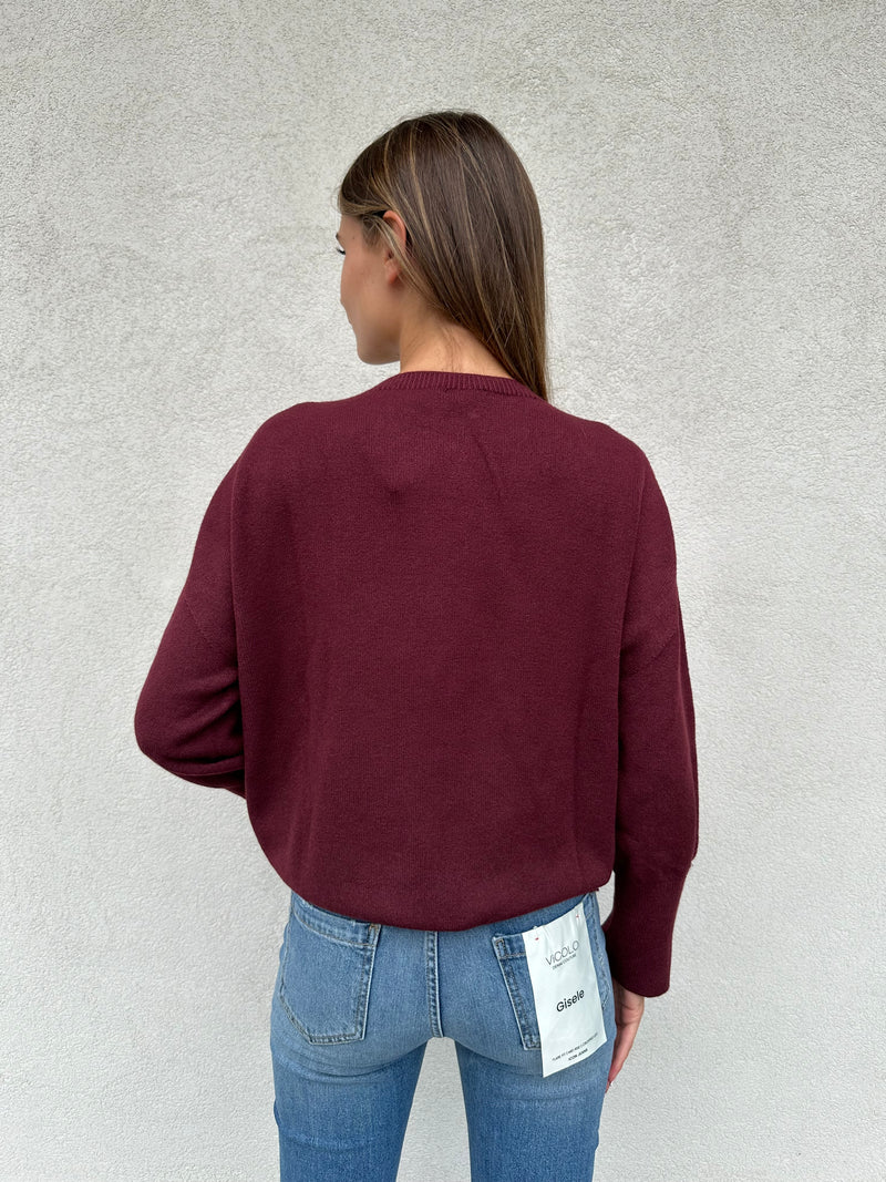 Maglioncino bottone gioiello BORDEAUX - VICOLO