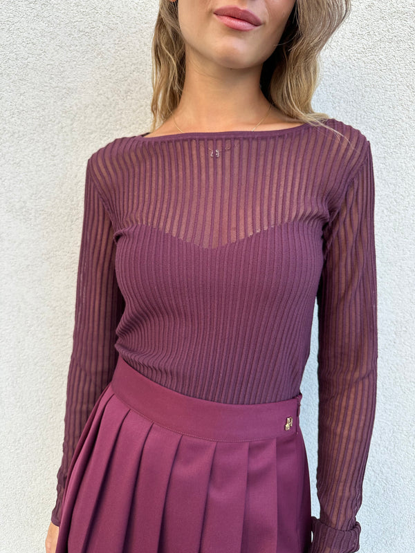 Maglia scollo cuore BORDEAUX - PATRIZIA PEPE