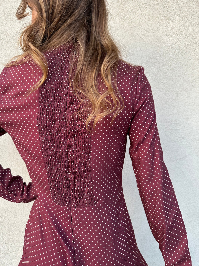 Abito ASTRID pois bordeaux - MAR DE MARGARITAS