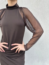 Abito maniche tulle MORO - VICOLO