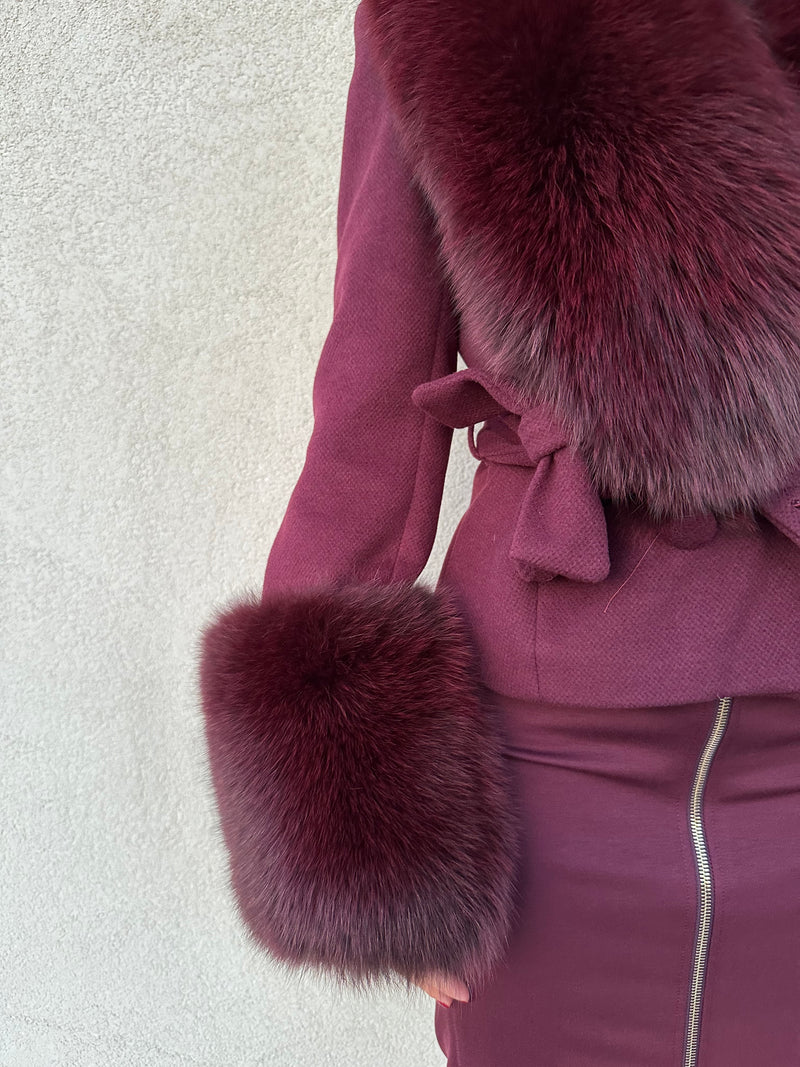 Cappotto con pelo BORDEAUX - YES LONDON