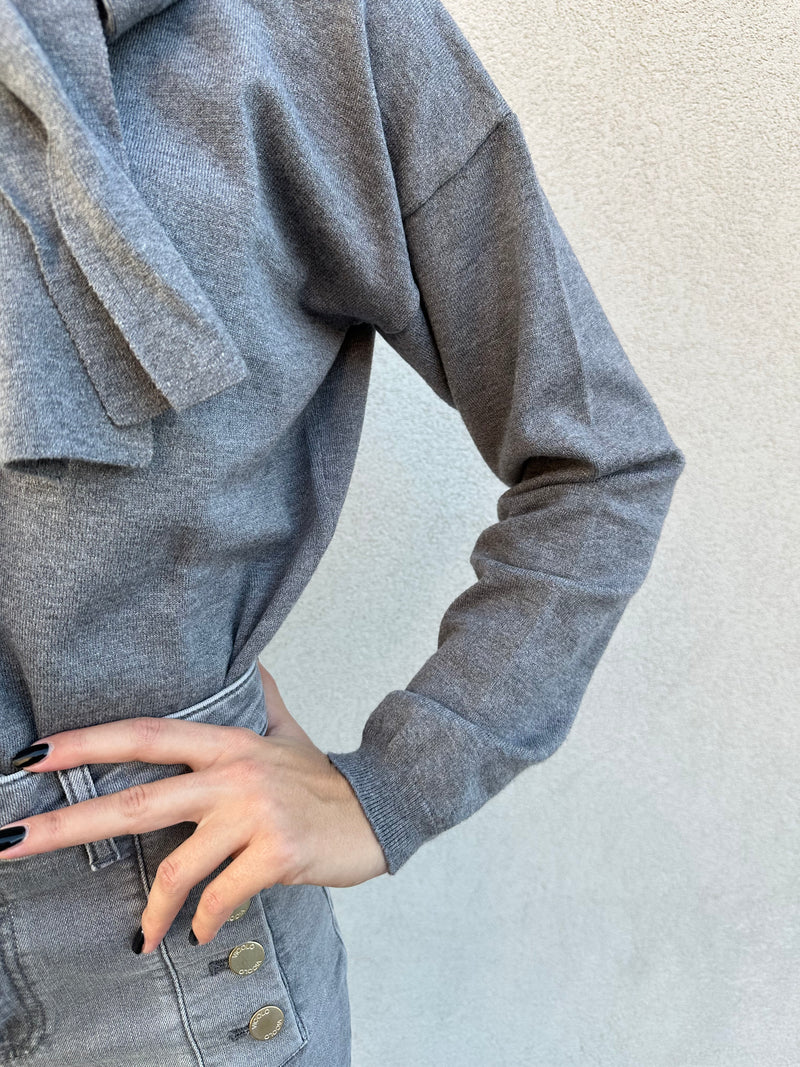 Maglia scollo fiocco GRIGIA - VICOLO