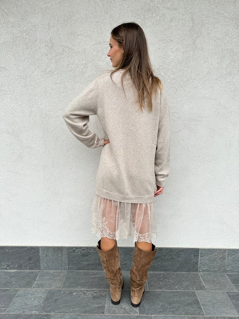 Abito con pizzo BEIGE - VICOLO