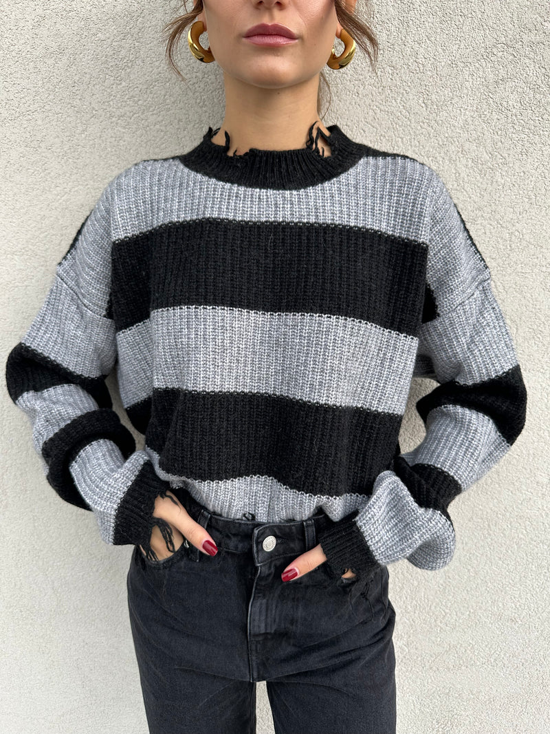 Maglione rotture NERO/GRIGIO - VICOLO