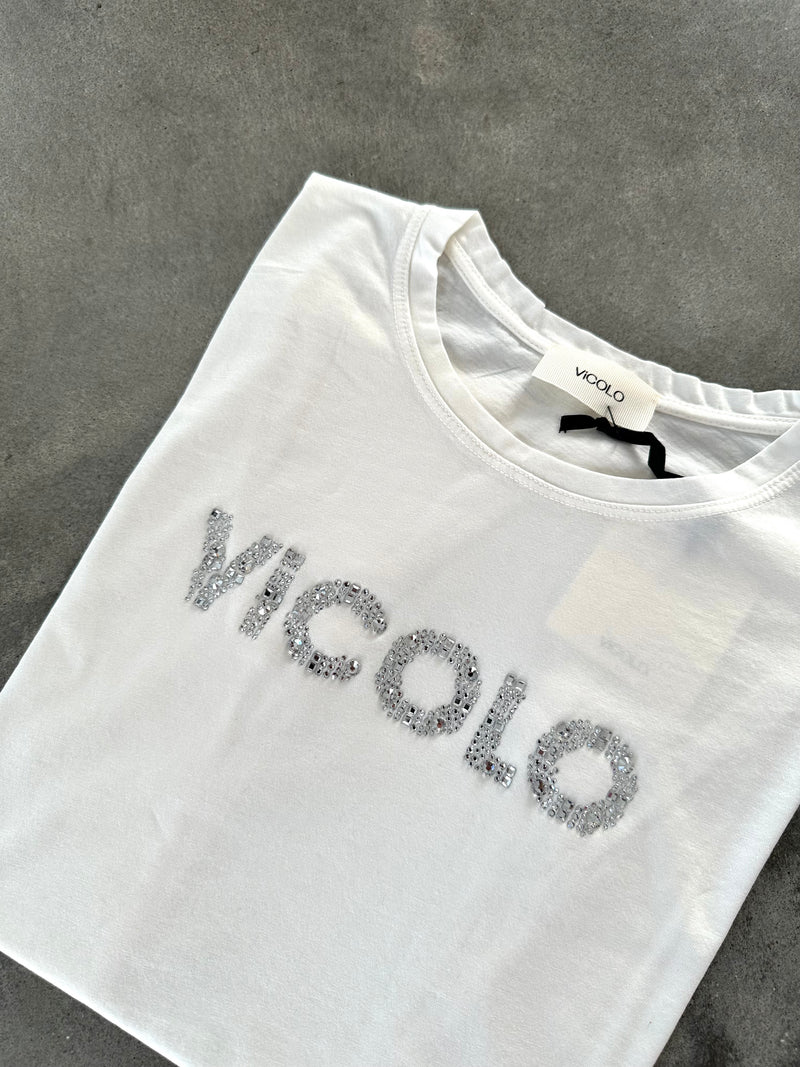 T-shirt logo strass BIANCA - VICOLO