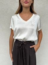 T-shirt lucida V panna - VICOLO