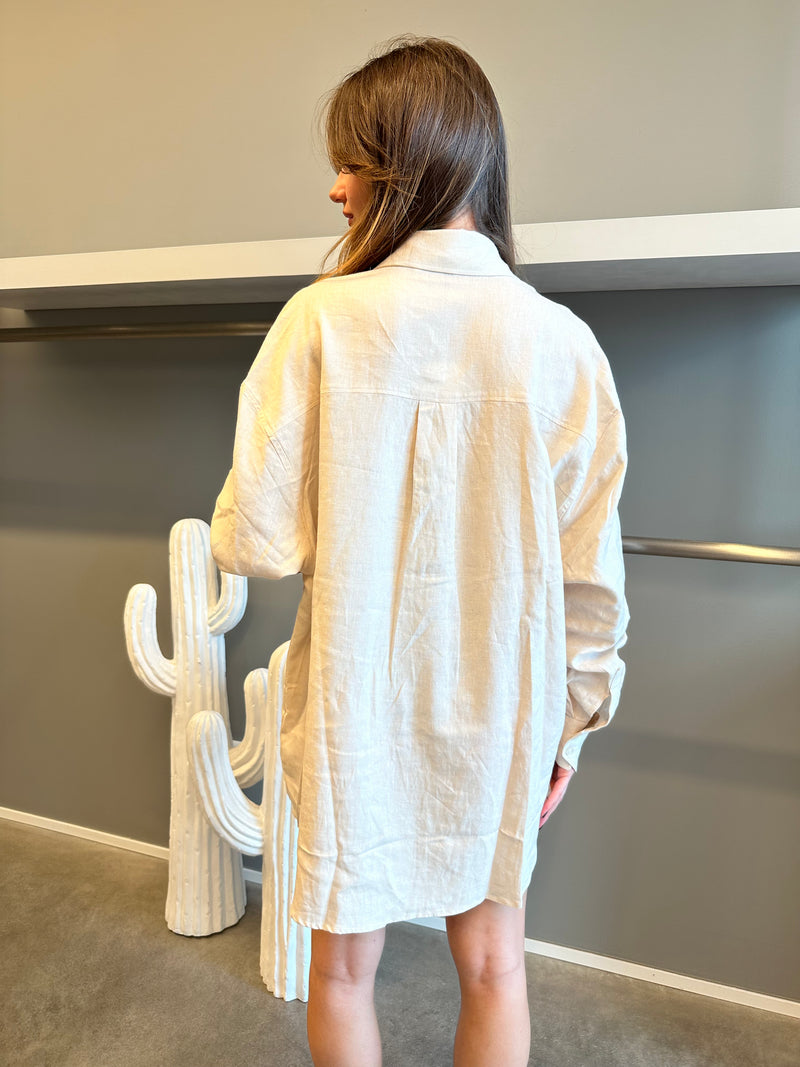 Camicia lino tasche  BEIGE - HINNOMINATE