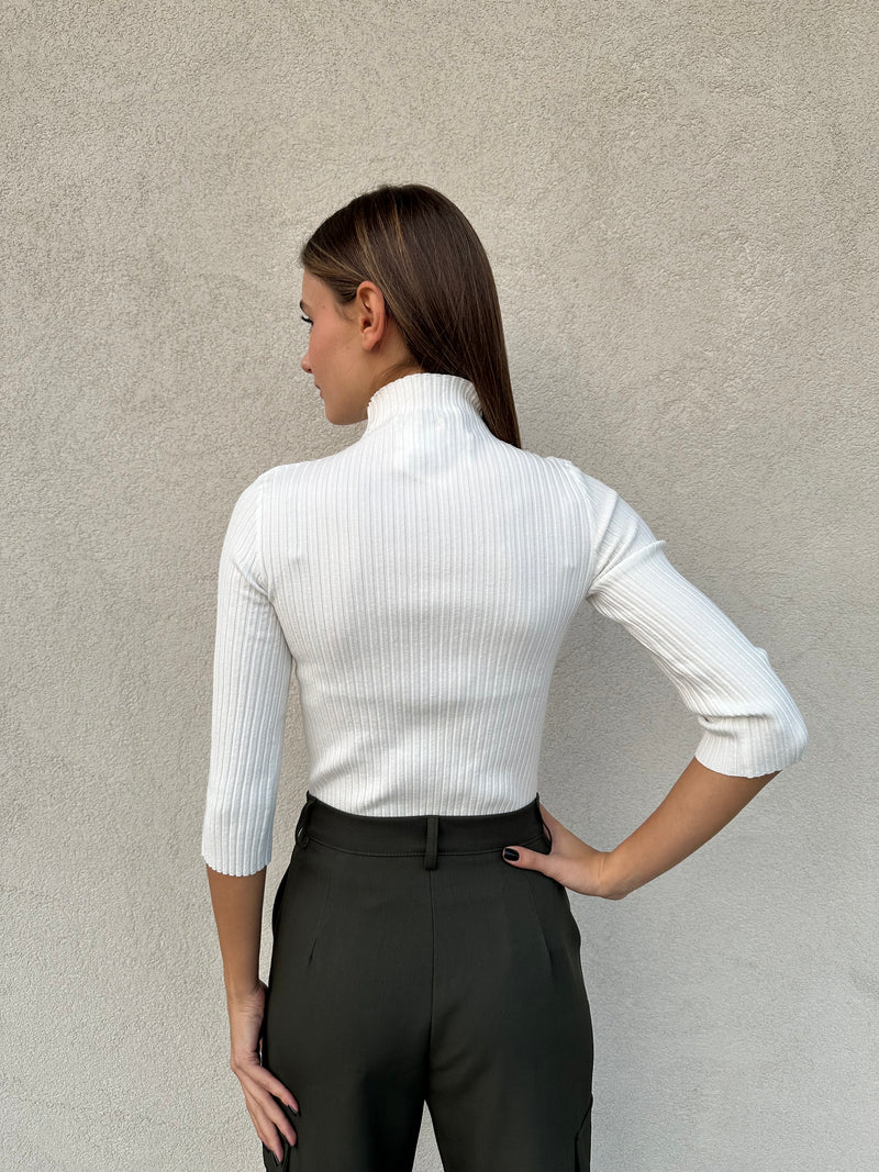 Lupetto costine BIANCO - VICOLO