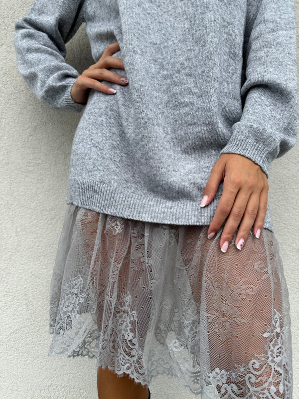 Abito con pizzo GRIGIO - VICOLO