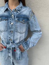 Tuta denim strass