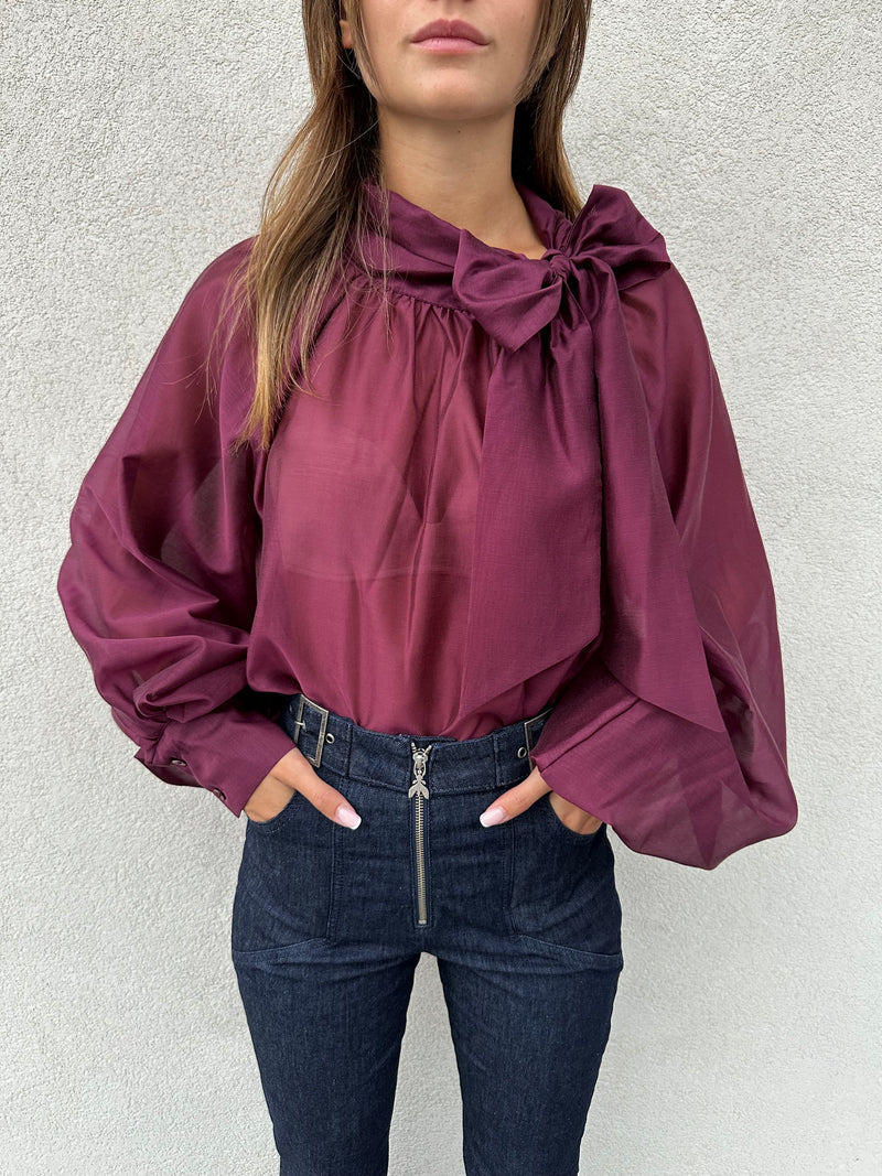 Camicia fiocco BORDEAUX - VICOLO