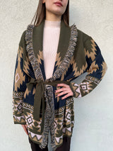 Cardigan jacquard frange - KONTATTO