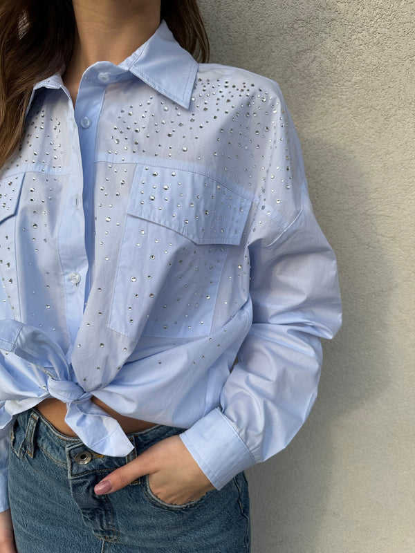 Camicia strass azzurra - VICOLO